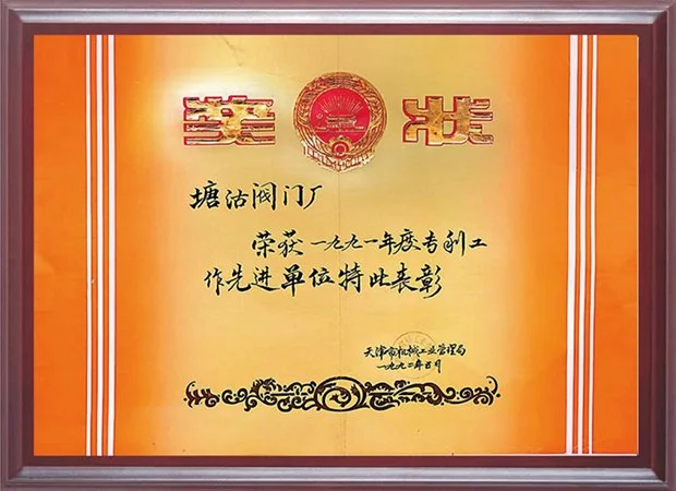 1991年度专利工作先进单位